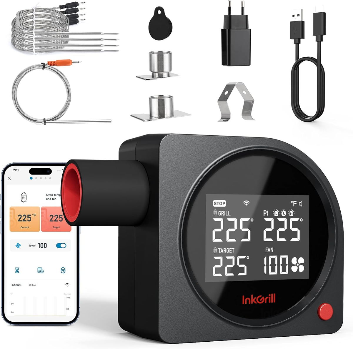 INKGRILL 5G WiFi Smoker Temperature Controller for Big Green Egg